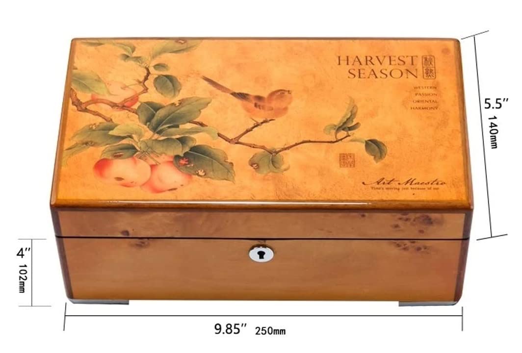 Uhrenbox, 4 Fächer, Massivholz, Uhrenbox, professioneller Halter, Organizer für Uhren, Schmuck, Uhrengehäuse, Vitrine, Uhrengehäuse (D 25 x 14 x 10,2 cm)