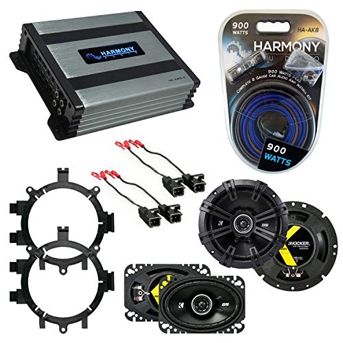 Kicker Bundle Compatible with 1999-2006 Chevy Silverado Pickup DSC54 DSC46 New Factory Speaker Replacment Upgrade Package with HA-A400.4 Amplifier and HA-AK8 8Ga Amp Install Kit