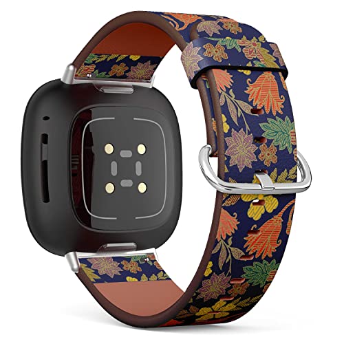 CJBROES Replacement Leather Watch Band, Compatible with Fitbit Versa 3 and Fitbit Sense of Wristband Bracelet Accessory - Floral Baby Kids Style Cute