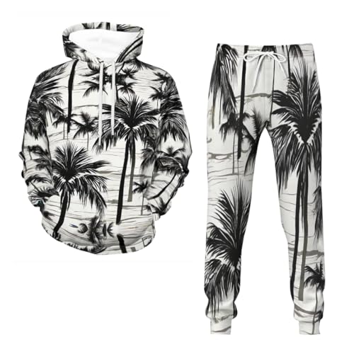 Survêtement hawaïen 3D ensemble de jogging graphique multicolore avec sweat à capuche confortable