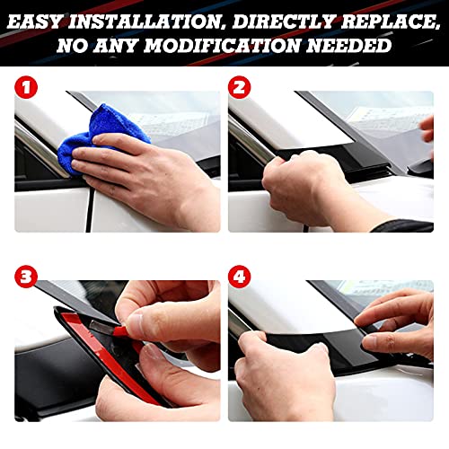 Xotic Tech Exterior Front Side Door Window A Pillar Molding Cover Trim, Glossy Black, Compatible With Toyota Rav4 2019-2023 #TOP4