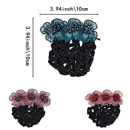 3 Pack Cubierta de Broche para Moño con Red de Flores para el Pelo para Mujeres, Accesorios para el Pelo para Cabello Grueso y Delgado miniatura 2