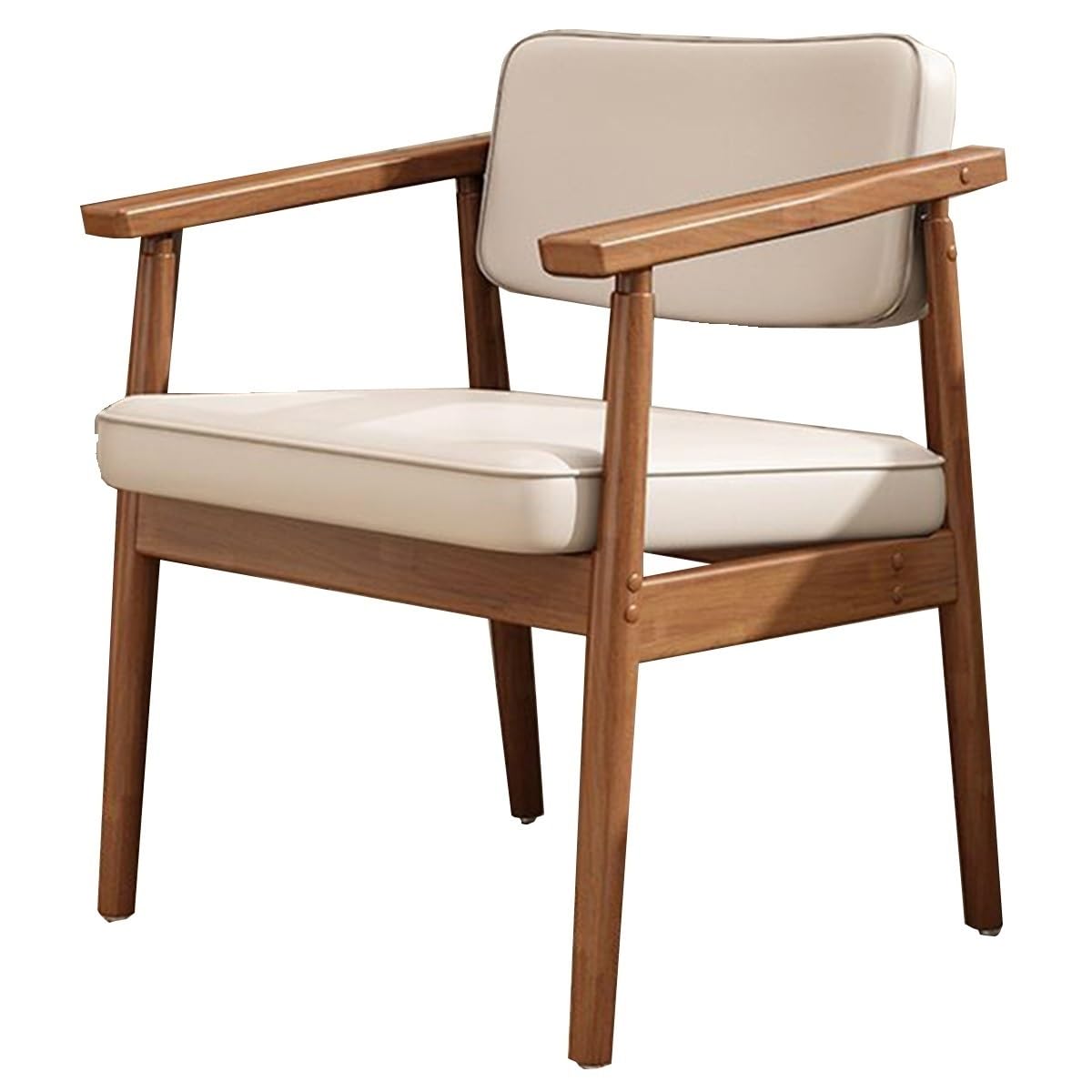 ASerZenith Modern Executive Office Chair With Leather Arms Padded Seat For Conference & Meeting Roomswalnut Design For Waiting Areas,Ge-Walnut