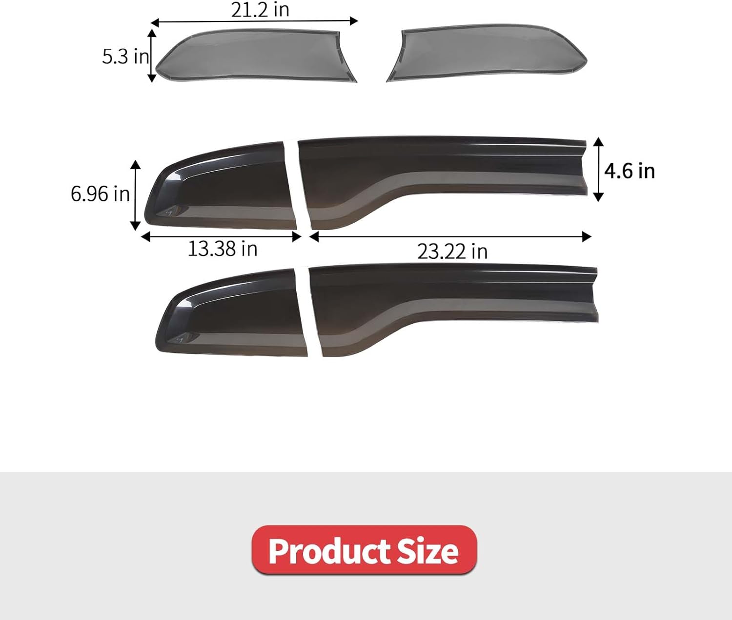 Jimen Fit for Dodge Charger 2015-2024, 6PCS Smoked Headlight Cover & Rear Taillight Cover Trim