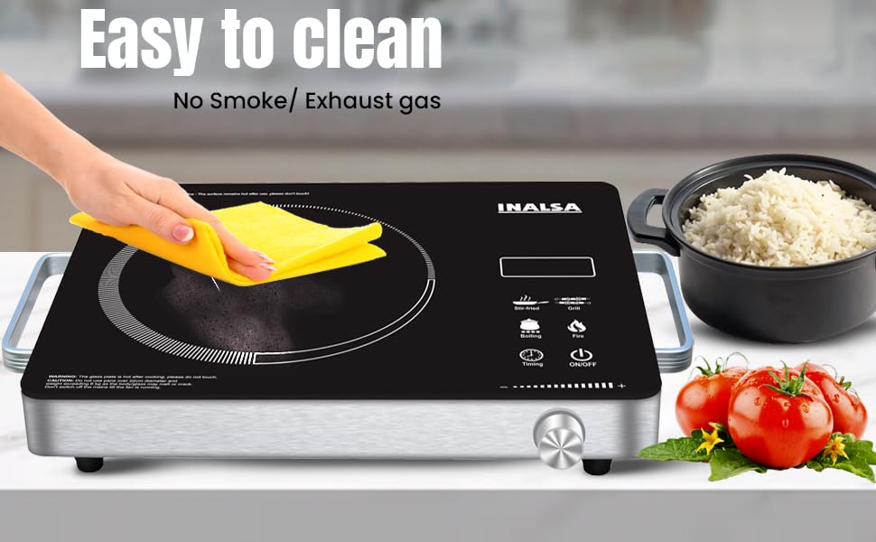 Image of Hemu Premium 2500-watt Radiant Infrared Cooktop|3 Preset Functions | Digital Display | Timer Control | Over Heating Protection | Suitable for all Utensils(BLACK)