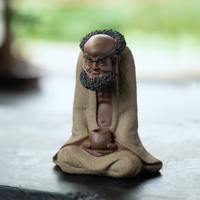 Statue de personnage en sable violet faite à la main pour thé chinois