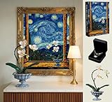 Botanical Spring Flower Orchid Set Compatible with LEGO Botanicals & LEGO Flowers for Adults and Teens - Beginners - Matching Starry Night & Gold Plated Necklace, Luxury Gift for Her