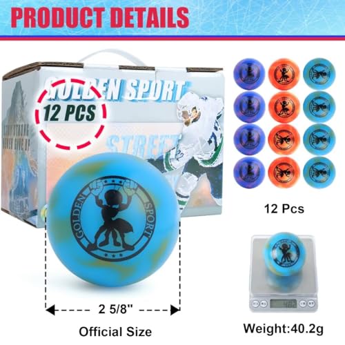 Street Hockey Balls - Official Outdoor Roller Balls for Indoor Games, Ideal for Sports Enthusiasts 12 Pack(Coloured)