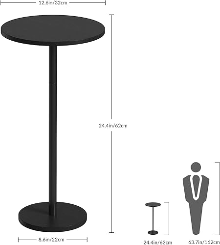 Miniatura 2 de Mesa auxiliar redonda pequeña, mesas de bebidas para espacios estrechos, soporte de mesa auxiliar de pedestal para sala de estar, mesita de noche