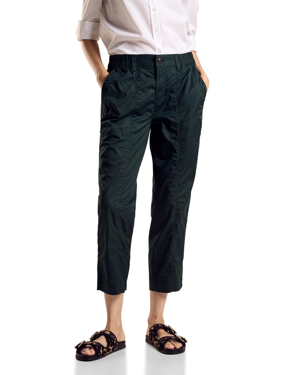 Street One Women's A377978 Trousers in Loose fit, Hunter Green, 36W x 26L