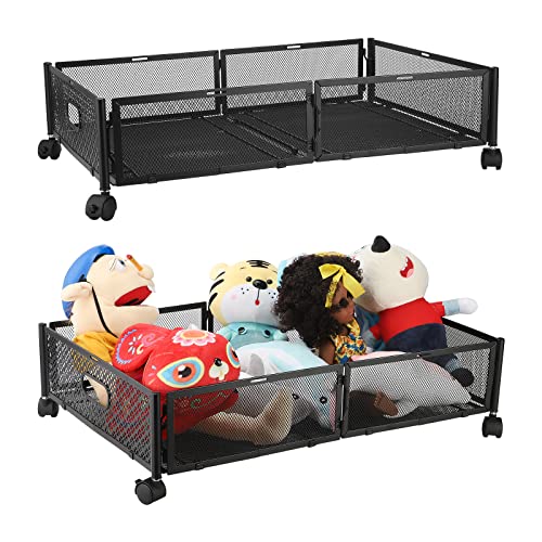 MISNODE Almacenamiento Debajo de la Cama, Contenedores Con Ruedas, Cajón Organizador Para Dormitorio (2 Unidades, BK)