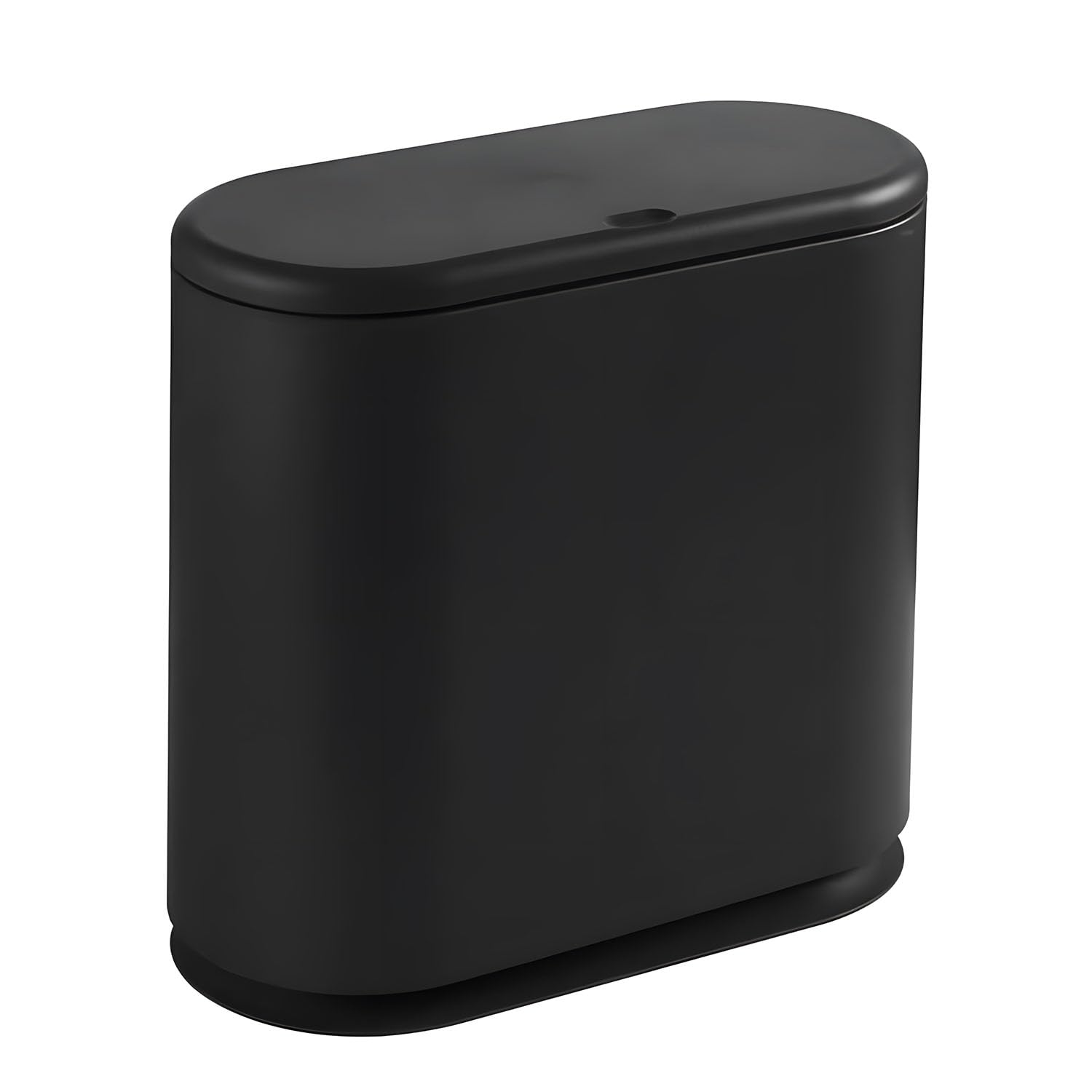 X springKitchen Trash Bin, 10 Liter Plastic Trash Can with Press Top Lid, Removable Liner Bucket, Black Modern Waste Basket Thin Trash Cans for Bathroom, Kitchen, Living Room, Office (Black)