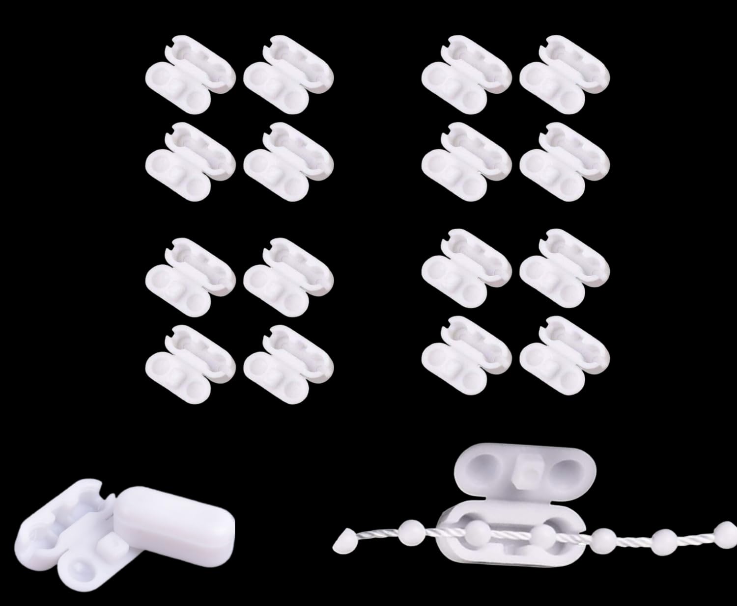 ROKEL Roller Blind Chain Connectors – 16 Pcs Plastic Blind Cord Connector Clips for Roman & Vertical Blinds – Easy Fit Window Blind Repair Parts (Plastic-16Pcs)