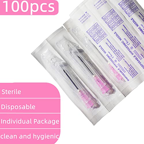 100 pack 18ga 1 inch sterile disposable injection needle with cap for scientific and industrial dispensing needl accessories