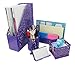 EasyPAG Desk Organizer Set - Pencil Holder Letter Sorter File Holder Business Card Holder and Sticky Note Holder, Purple