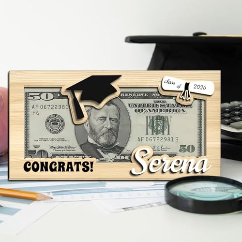 Personalized Wooden Graduation Money Holder, Customizable Name & Year, Double-Layer Hanging Cash Slot, Premium Craftsmanship, Perfect Graduation Gift for 20264