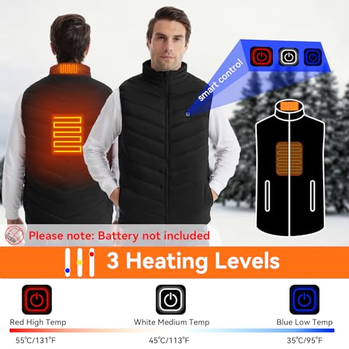 Men and Women Heated Vest for Winter Outdoor, Lightweight Heating Vest With 3 Heat Levels (Battery Not Included)3