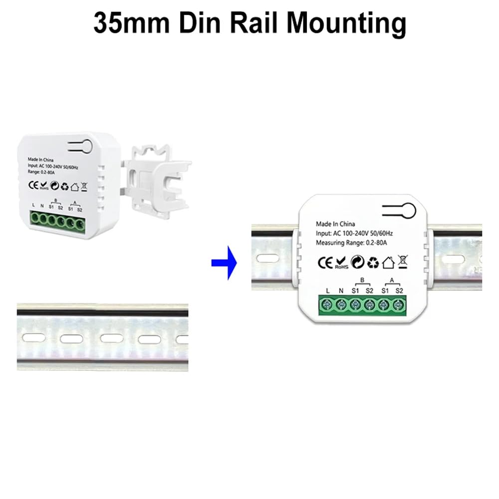 DollaTek Medidor de energía inteligente WIFI 80A con monitor de energía para el hogar inteligente CT de 2 abrazaderas (blanco)