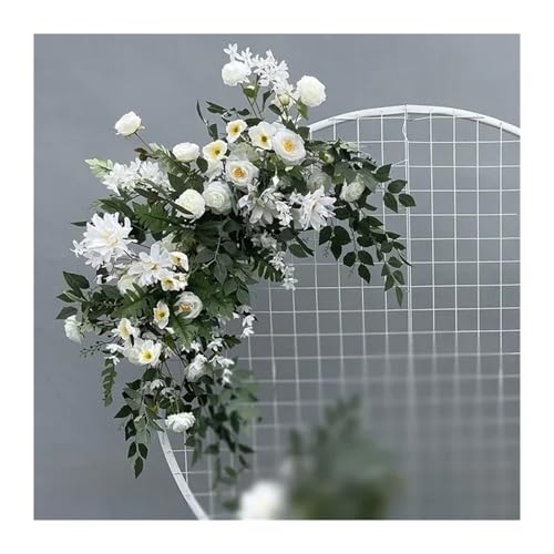 YGLEEULI Wedding Flower Artificia Silk Flowers Arch Round Pavilion Art Window Decoration Wedding Props T Stage Leaf Hanging for Ceremony Bouquets Reception Backdrop，Wedding,(L White)