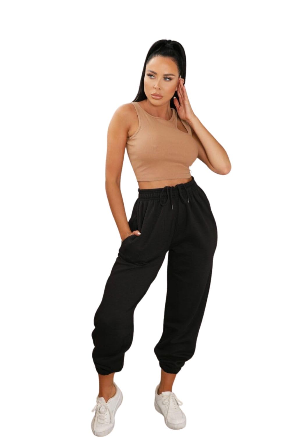 Femme Luxe Cuffed Joggers - Lizzie - 6 - Black