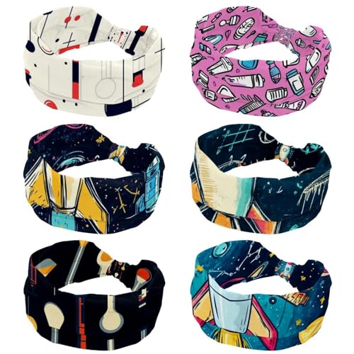 Bandeaux tendance pour femme lot de 6, bandeau large rétro anti-transpiration pour entraînement