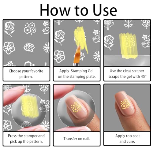 beinkmake 3 peças de placa de estampagem de unhas florais flores moldes de estampagem de unhas ponta