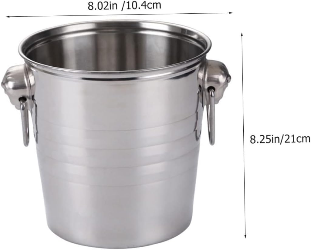 Stainless Steel Ice Bucket Lid Ice Tongs Rust-Proof Wine Cooler for Parties Home Bar and KTV