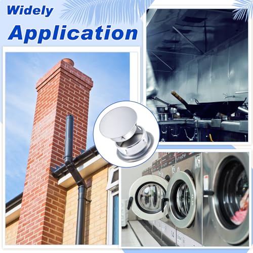 Image of VIHOSE 2 Pcs 4 Inch Od Dryer Vent Cap Galvanized Round Dryer Vent Cover Inside Galvanized Steel Tee Duct End Cap Pipe Cover Metal Plug for Outdoor and Indoor HVAC Systems