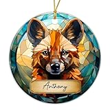 Hyena Christmas Ornament, Personalized Hyena Ornament, Hyena Lover Ornament Gift for Kids, Custom Name Animal Christmas Ornament, Animal Lover Keepsake, Hyena Animal Ornament Hanging Xmas Tree