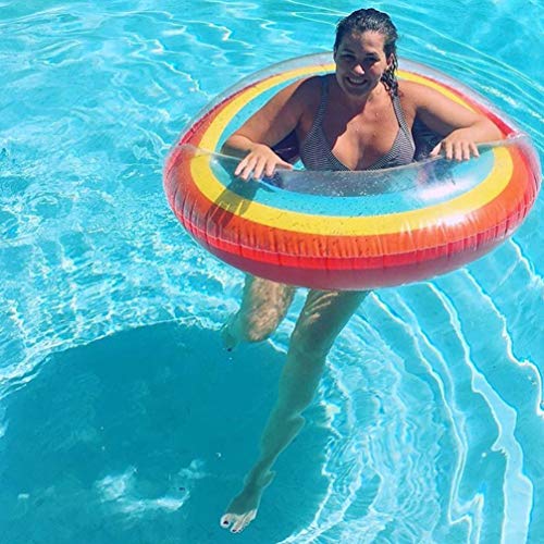 Anel inflável de segurança para adultos com padrão de arco-íris de plástico espesso 1 peça da Bespor