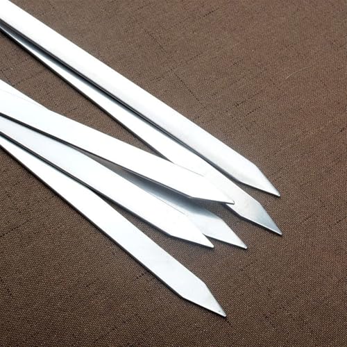 Pinchos para barbacoa planos que evitan el giro de la comida, acero inoxidable, 6 uds 7