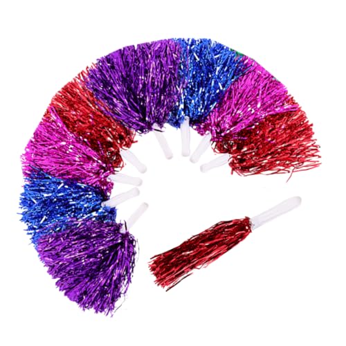 DECHOUS 9Pcs Vibrant Cheering Pompoms with Handles Eye Catching Mix Color Cheerleading Pom Poms for Sports Events Dance Teams School Spirit and Activities
