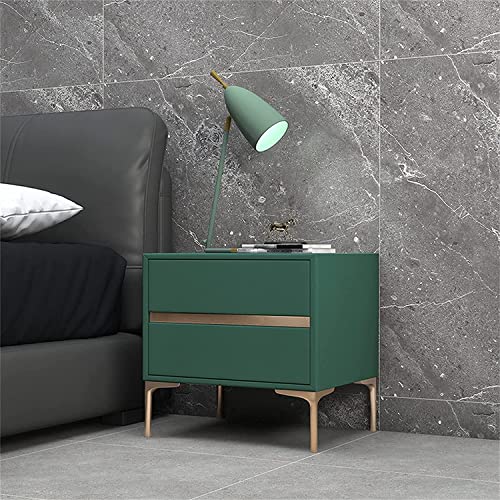 Table de chevet bois blanc vert meuble de rangement chambre moderne 2 tiroirs