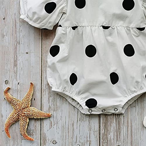 Infant Baby Toddler Girl Polka Dot Romper + Bow Headband, Short Sleeve Sweet Style Jumpsuit for Summer Clothing3