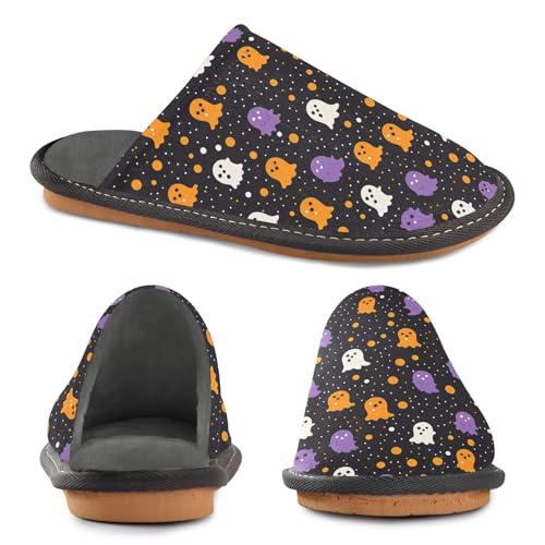 JUNZAN Cute Cartoon Halloween Memory Foam Slippers for Women Men House Slippers for Bedroom Indoor3