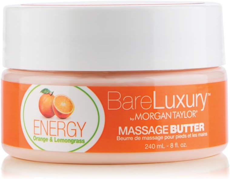 Morgan TaylorNail Lacquer BareLuxury, Spa Gifts, Foot Massage, Self Care Gifts, Relaxtion Gifts (Energy orange & lemongrass Butter, 8 Oz)