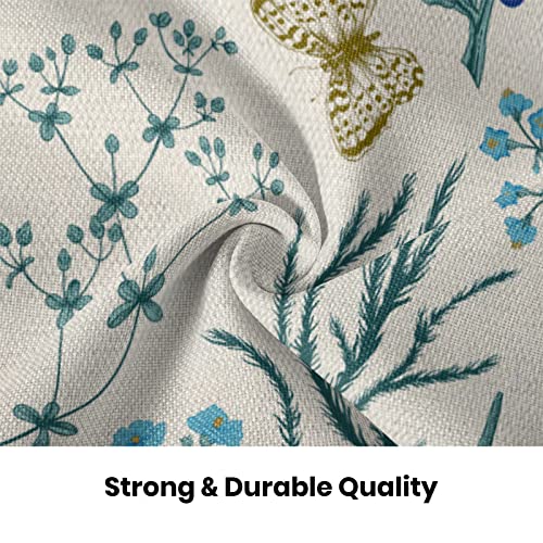 Image of AEIOAE Spring Pillow Covers 18x18 Inch Set of 2,Blue Teal Wild Flower Plant Throw Pillows Case,Seasonal Floral Outdoor Decorative Square Linen Farmhouse Decor Cushion Covers for Home Sofa Bed Couch