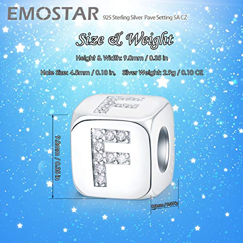 Dice-Shaped Letter F Charm Initial A-Z Alphabet Beads, 925 Sterling Silver Square Cube Charms With Cz Fits Pandora Women Bracelet, Gifts For Fathers Day/Family/Friends #TOP1