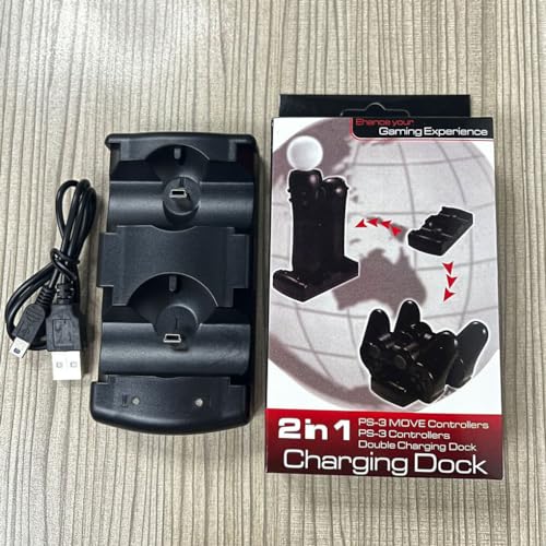 wueiooskj Cargador De Batería Estación De Carga Dual para Controladores PS3 Y PS Move Cargador Inalámbrico ABS Cargador USB 2. ABS - imagen 7