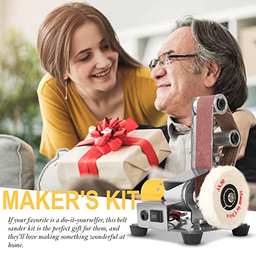 Nuodunco Mini Belt Sander - Electric Bench Grinder 13 X 1.2Inch Sailboat Model Sanding Machine Kit 7 Adjustable Speed For Diy Woodworking, Resin Polishing, Jewelry Making (Plus Kit) #TOP1