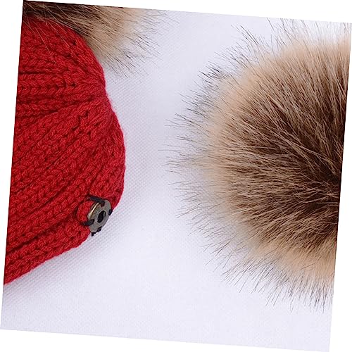 Homoyoyo Unisex Knitted Hat for Years Fluffy Ball Earflap Design Warm and Cosy Woolen Cap Stylish Accessory for Boys and Black Color3