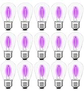 Sxminer 15 Pack S14 LED Bulbs S14 Purple Replacement Bulbs 1W S14 String Light Bulbs Purple Ediso...