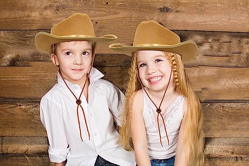 image for The Dreidel Company Light Brown Cowboy Felt Western Hat, 22
