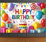 Happy Birthday Banner Boy 6x4ft Happy Birthday Photo Backdrop for Boy Birthday Decorations for Boys Feliz Cumpleaños Banner Feliz Cumpleaños Decoracion Colorful Balloons Banners