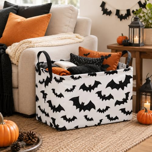 Image of Halloween Batman Basket Gothic Bat Storage Kids Toy Organizer Room Decor
