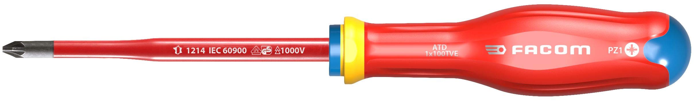 Facom Red Atd1x100tve Protwist® Slim Screwdriv® Insulated 1000 Volts For Pozidriv® Phillips Screws