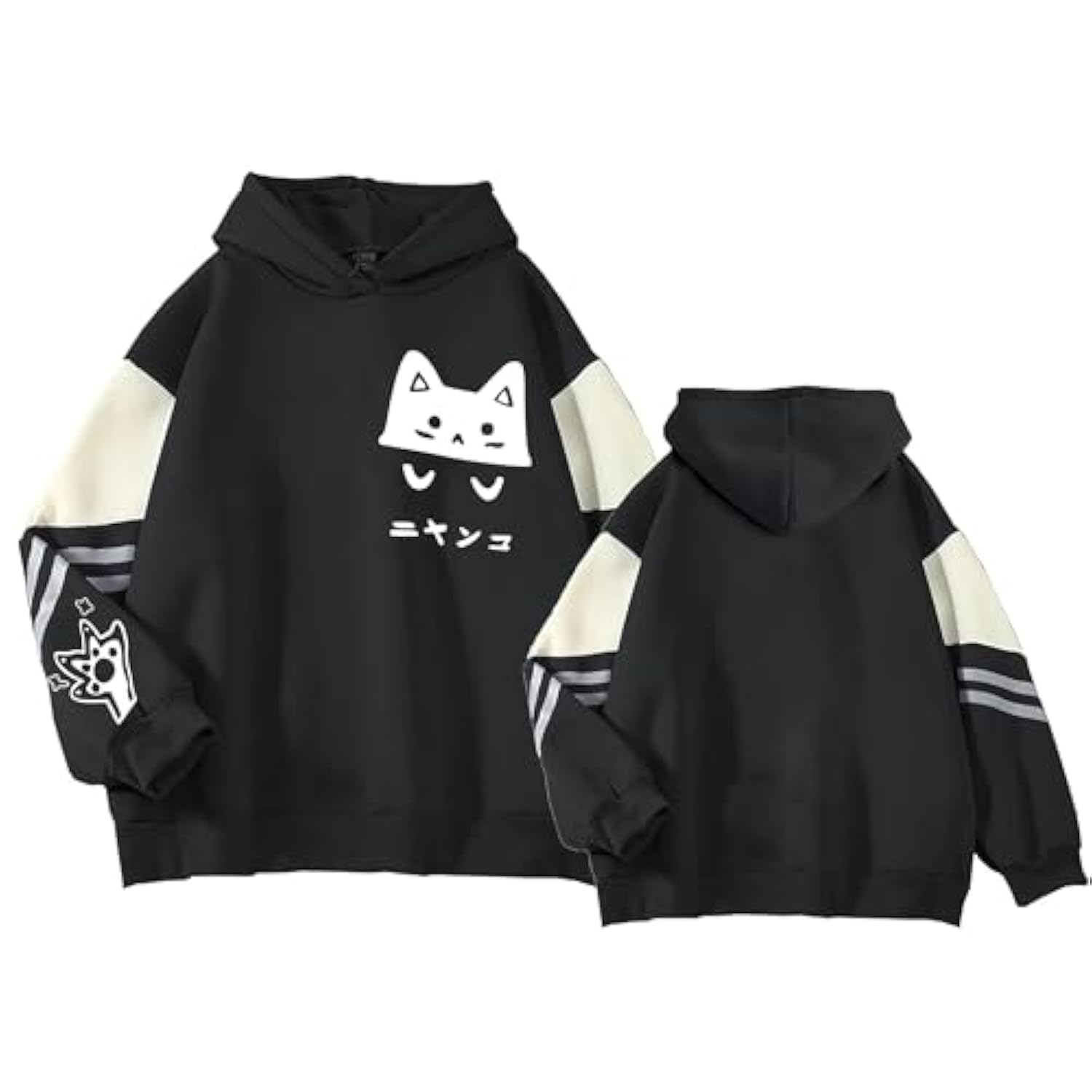 NICNZQI Women's Hoodies Cute Cat Printed Oversized Sweatshirts Trendy Casual Cozy Long Sleeve Pullover for Teen Girls