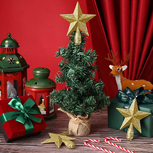 4 Pcs 4 Inches Glitter Star Christmas Tree Topper Mini Christmas Star Tree Toppers Decorative Small Christmas Tree Decoration Treetop For Holiday Ornament Home Decor (Gold) #TOP3