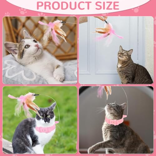 Image of Qpets Cat Toys, Cat Feather Collar with Teasing Toy, Adjustable Cat Collar Stylish Design Cat Interactive Toys, Elastic Toys for Kittens Funny Cat Playing Toys for Indoor (1Pcs, 20-32CM)