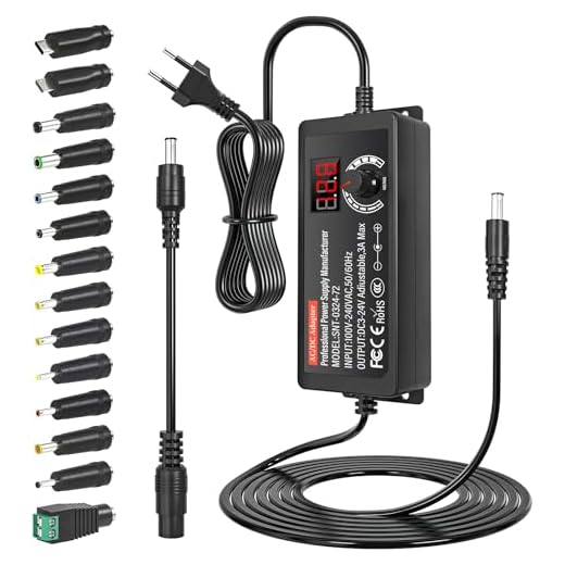 Fuente de alimentación universal 3 V-24 V, 3 A, 72 W, fuente de alimentación ajustable, 100-240 V CA a CC, convertidor con pantalla digital y 14 consejos para electrónica doméstica, motor CC, 3 A máx